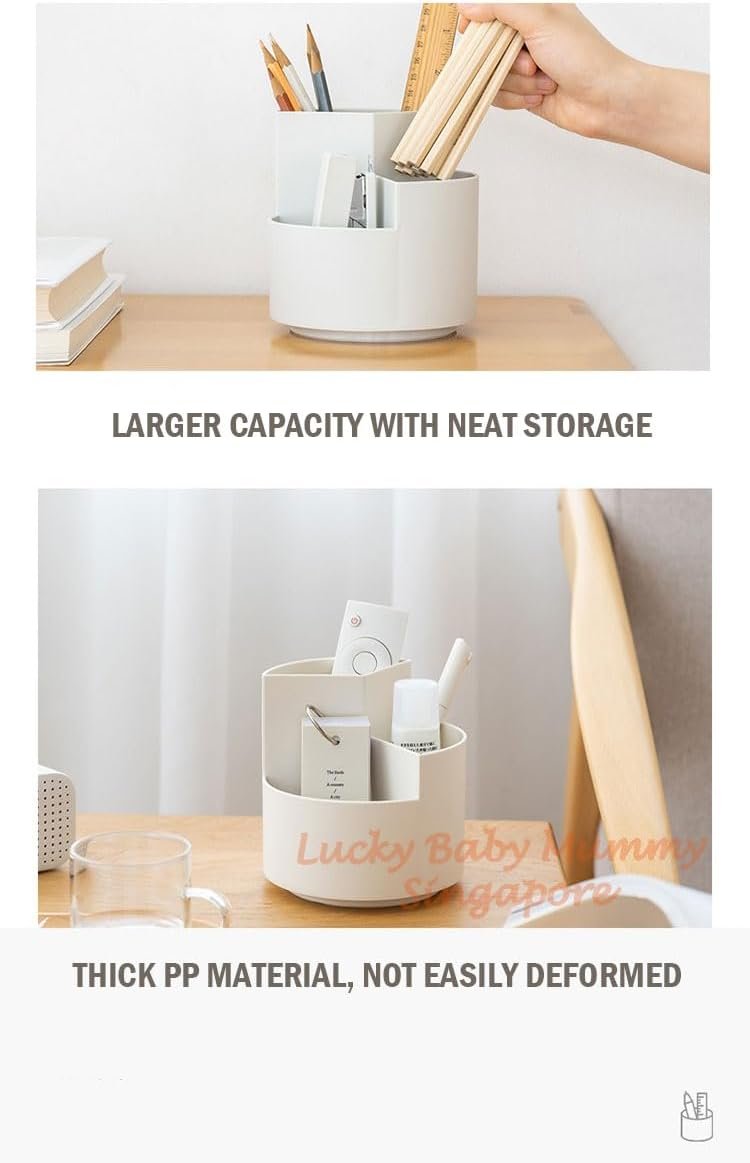 360° Rotating Large Capacity Multifunctional Pen Holder Desk Organiser, Cylinder Blue - Image 2