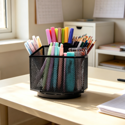 360° Rotating Mesh Multifunctional Pen Holder Desk Tidy