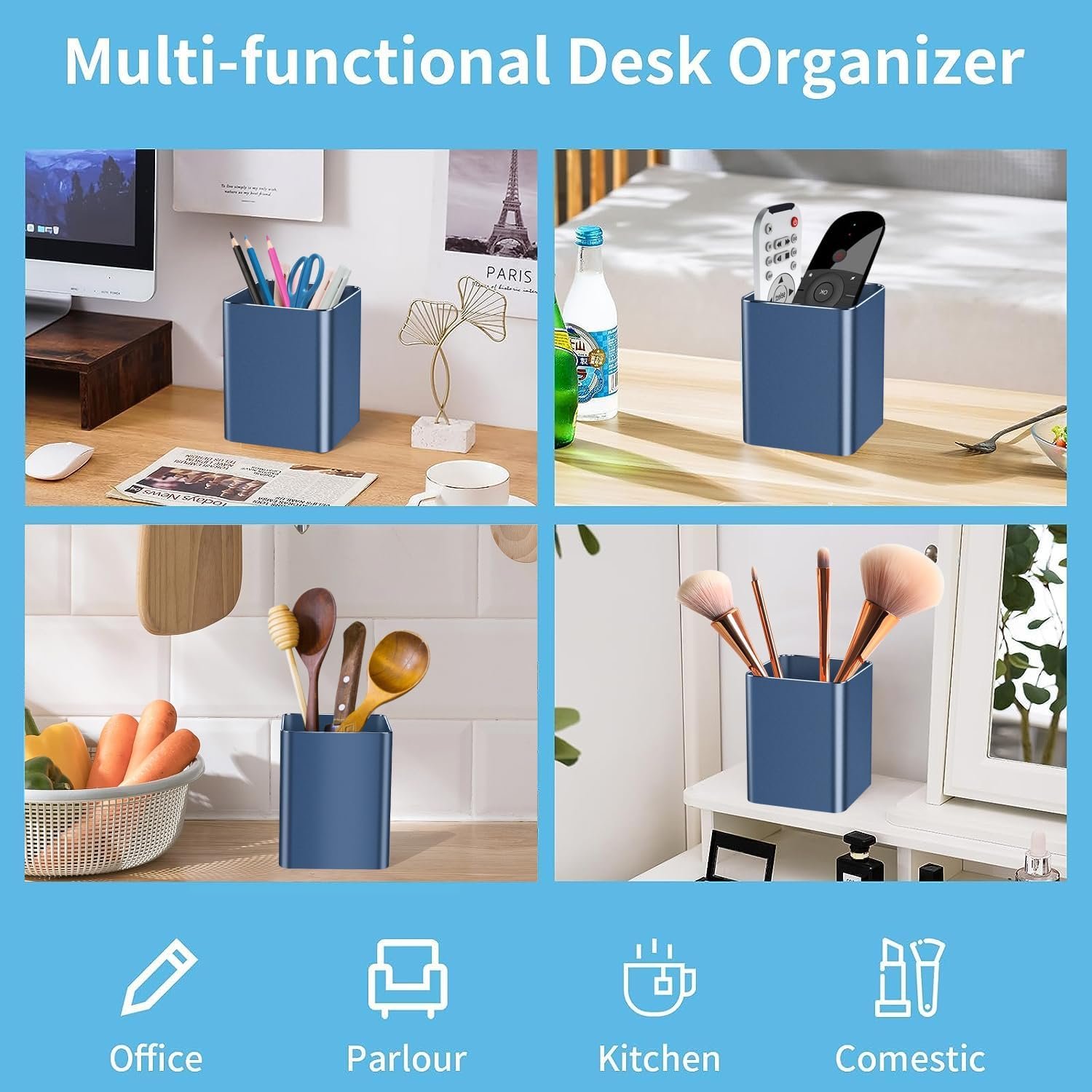 Multifunctional Pen Holder Desk Organiser with Book Stand and 2 Drawers - Image 2