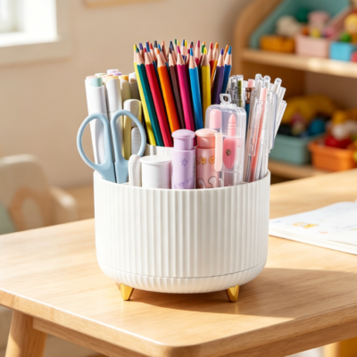360° Rotating Minimalist Multifunctional Pen Holder Desk Organiser, White