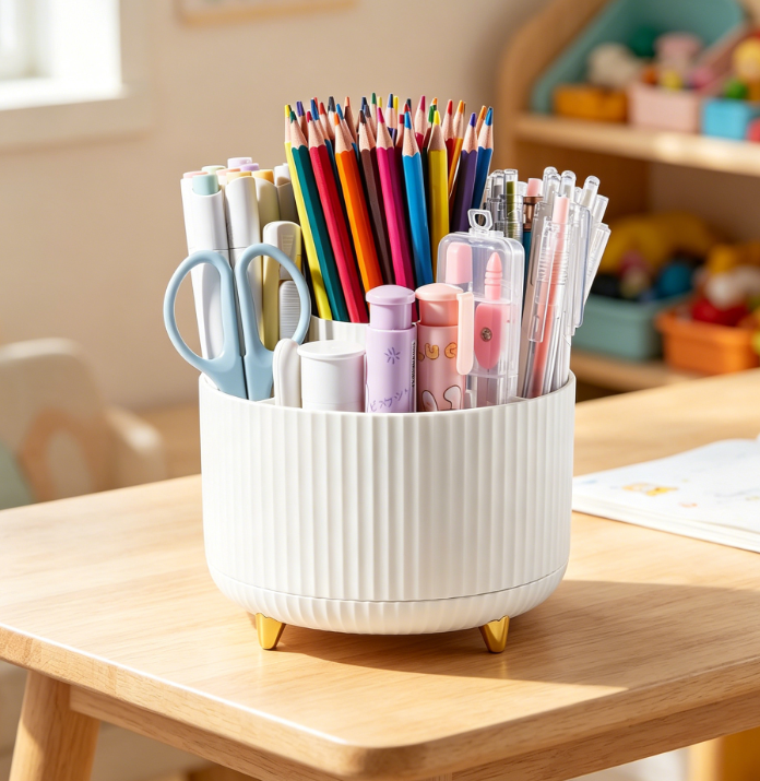 360° Rotating Minimalist Multifunctional Pen Holder Desk Organiser, White