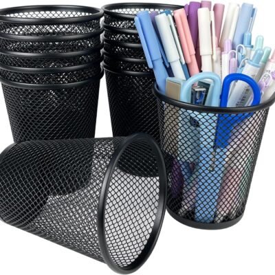 Set of 12 Mesh Multifunctional Pen Holder Cups for Desk Office School Home