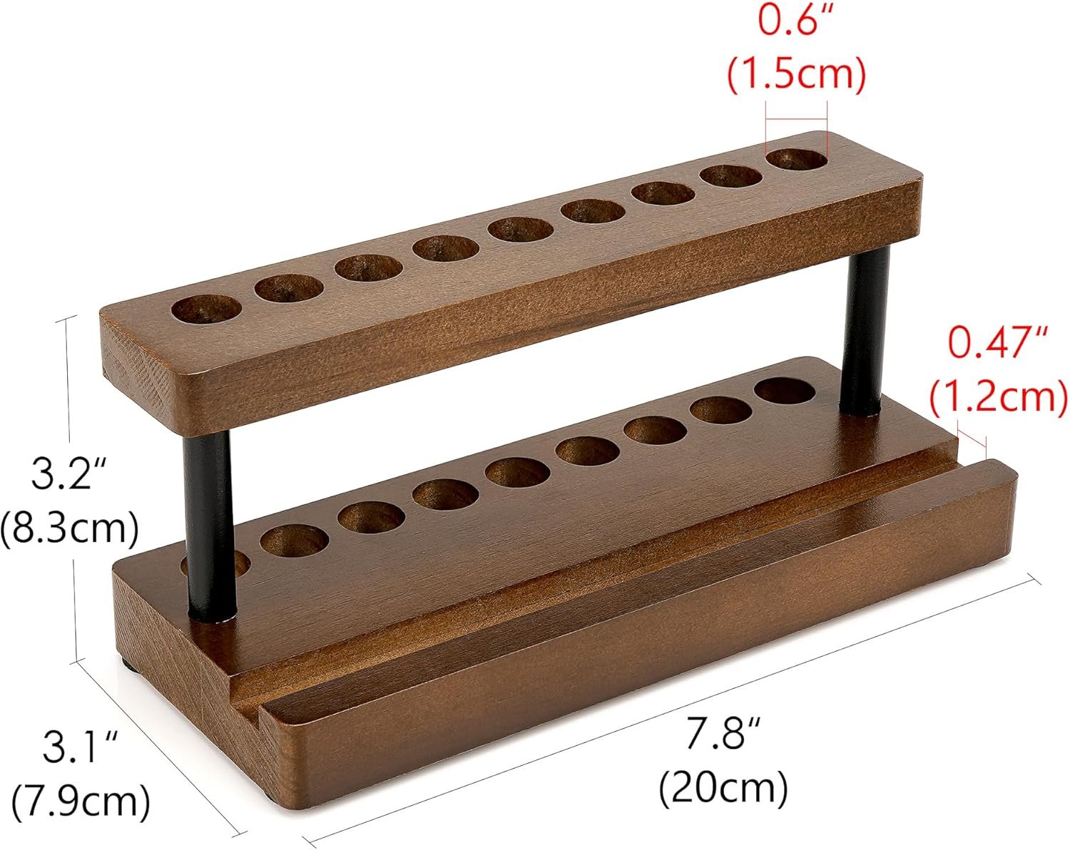 Wooden Multifunctional Pen Holder Desk Stand with 9 Slots and Phone Holder - Image 2