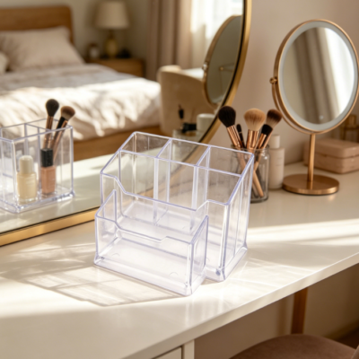 Acrylic Transparent Multifunctional Pen Holder Desk Organiser