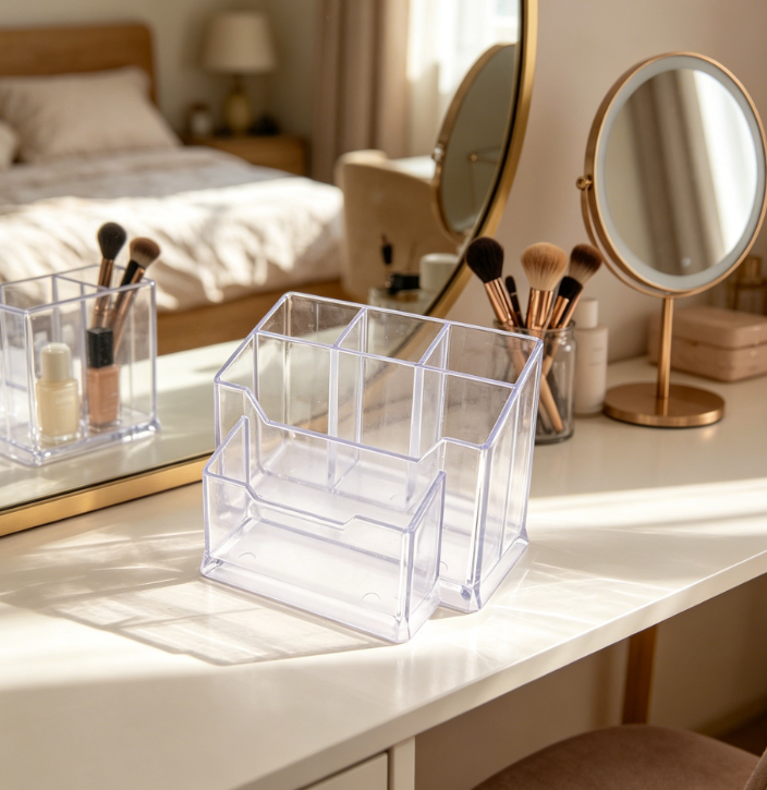 Acrylic Transparent Multifunctional Pen Holder Desk Organiser